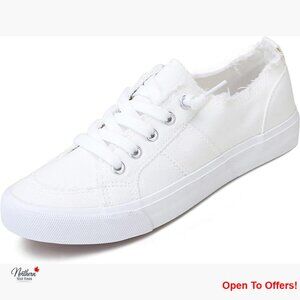 Canvas Slip On Sneakers with Memory Foam Insole, Rubber Sole